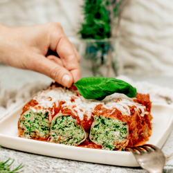 Tofu and spinach cannelloni